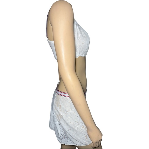 Savage X women’s White Lace serving courtside skirt & bra Intimate Set sz 12-14 - Picture 8 of 16